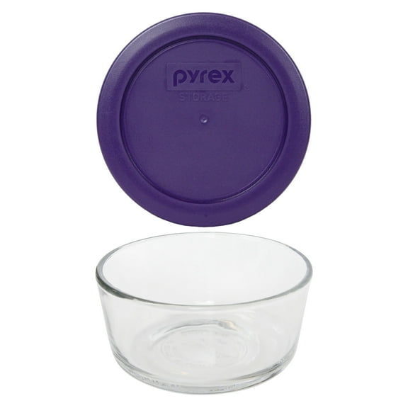 Pyrex 7200 2-Cup Glass Bowl & 7200-PC Plum Purple Lid