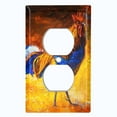 thumbnail image 2 of Metal Light Switch Plate Cover Colorful Rooster Fiery Sunset Portrait Painting PNT006, 2 of 13