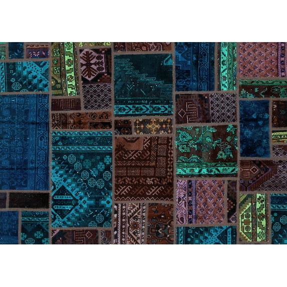 Ahgly Company Indoor Rectangle Oriental Light Blue Modern Area Rugs, 2' x 5'