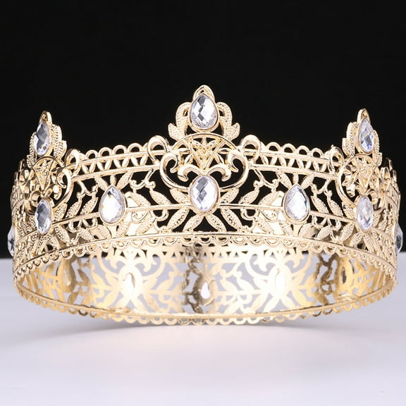 XmhyTop-A Crown King Crown, Birthday Crown, Wedding Crown Headpiece, Cosplay King Crown, Elegant Decorative Crown Headbands - 1 Pc 16.516.56.5cm,Gold White
