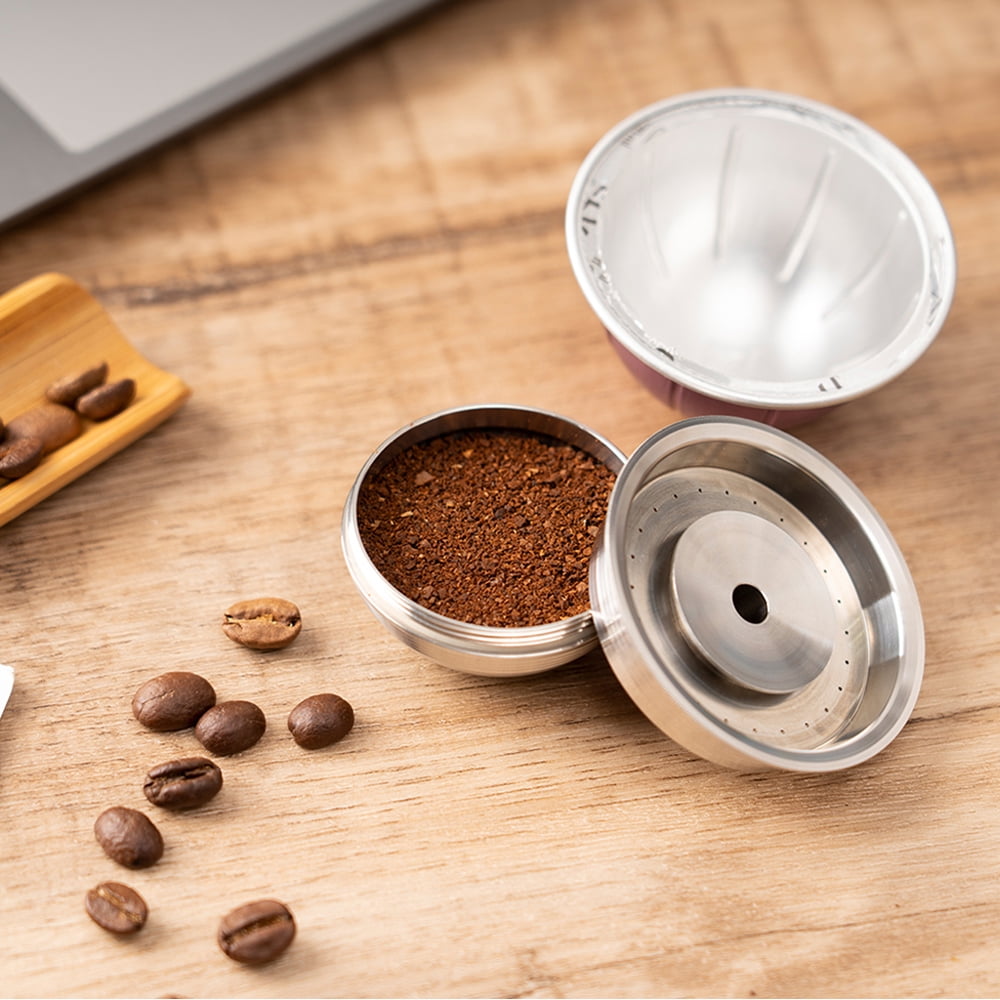 Stainless Steel Fillable Coffee Capsules Reusable Coffee Capsules Cup Filter Set Compatible with Vertuo Capsules Pod Vertuoline GCA1 and Delonghi ENV150 Coffee Machine