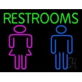 thumbnail image 1 of Restrooms With Men and Women LED Neon Sign 15 x 19 - inches, Clear Edge Cut Acrylic Backing, with Dimmer - Bright and Premium built indoor LED Neon Sign for Bar decor., 1 of 7