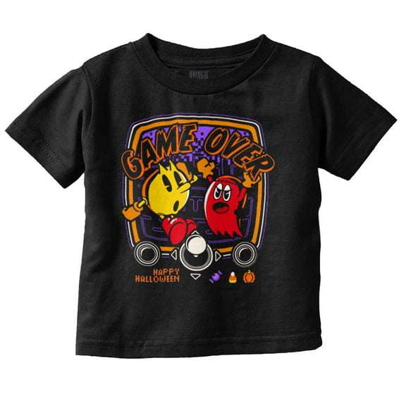 PACMAN Happy Halloween Game Over Toddler Boy Girl T Shirt Infant Toddler Brisco Brands 6M