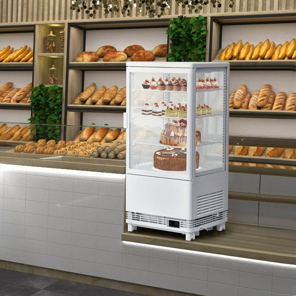 Commercial Display Refrigerator, 2.0 Cu. Ft. Countertop Pastry Refrigerated Display Case with Led Lighting, Air-Cooling, Frost-Free, Rear Sliding Door for Baked, Stores and Cafes Cakes