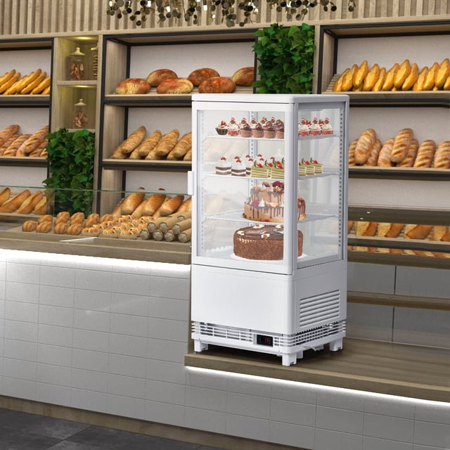 Zzistar Réfrigérateur Commercial pour Présentation de Gâteaux, Marchandiseur à Porte Simple de 2,8 Pi3 avec Éclairage DEL Intérieur, Verre à Double Couche, Réfrigérateur de Comptoir/au Sol