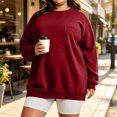 thumbnail image 2 of Binmer Women’s Plus Size Crew Neck Long‑Sleeve Sweatshirt, Oversized Casual Solid Color Pullover Top with Front Pocket,Sizes L-5XL, 2 of 9