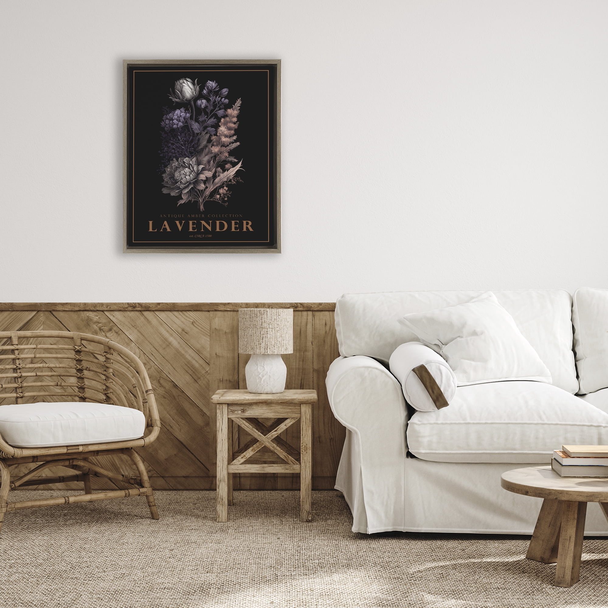 Stupell Industries Antique Lavender Bushel Brown Framed Floater Canvas Wall Art, design by Christopher Giampietro