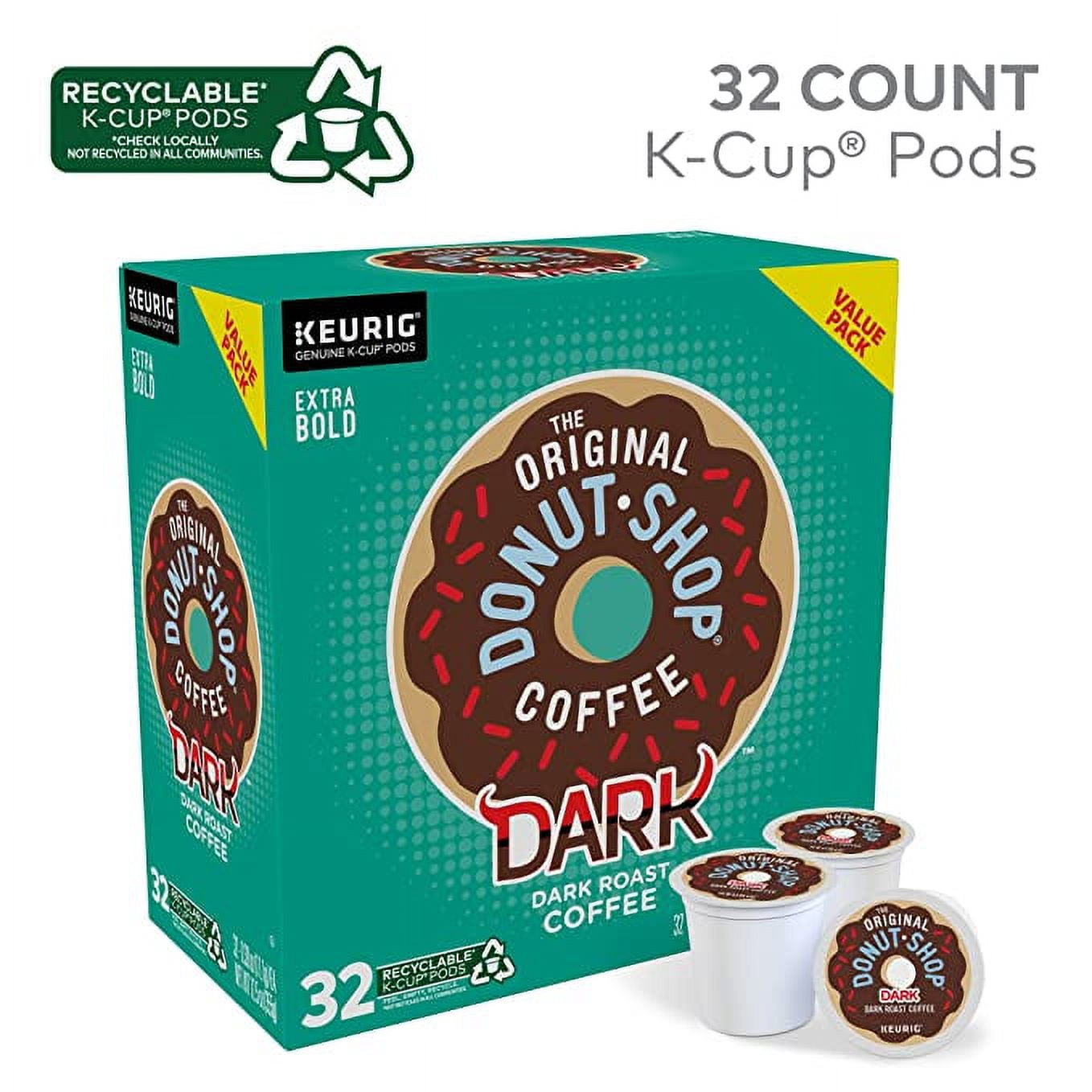 The Original Donut Shop Dark Coffee, Keurig Single-Serve K-Cup Pods, Dark Roast, 32 Count