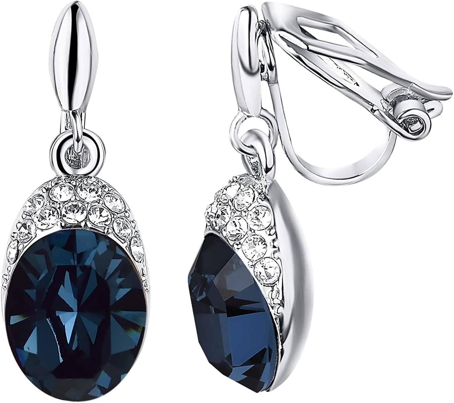 Wedding Clip on Earrings For Women 18K Gold Plated Halo Big Austrian