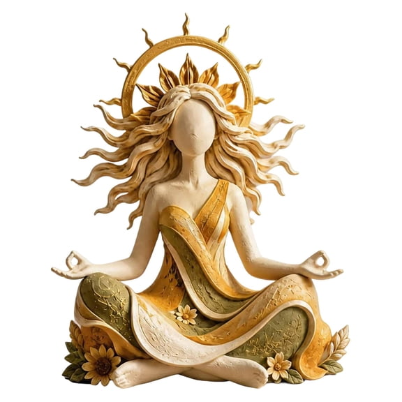 Meditation Figurine Desktop Ornament Faceless Sun Style Sculpture Decor Resin Table Statue For Bedroom Living Room Bookshelf Home Decor Beige-15Cm