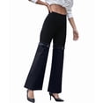 thumbnail image 3 of Cargo Pants for Women Stretch High Waisted Straight Wide Leg Jean Casual Baggy Pants Black XL, 3 of 10