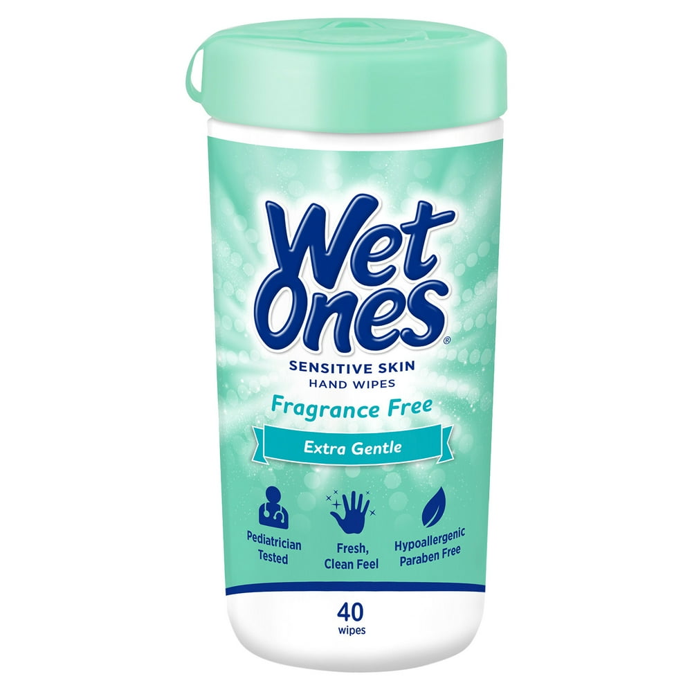 Wet Ones Sensitive Skin Hand Wipes Canister, Fragrance Free, 40 Ct