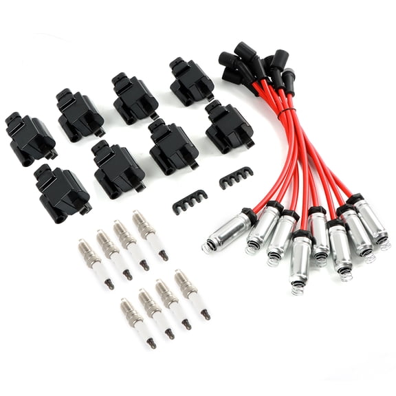 LOUVEROLA UF271 8pcs Ignition Coils  8pcs Iridium Spark Plugs 8pcs Spark Plug Wires For Chevy GMC 4.8L 5.3L 6.0L 8.1L