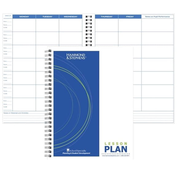Hammond & Stephens 1481865 8.5 x 11 in. Lesson Plan Book, White & Blue - PolyIce Cover, 7 Subjects & 41 Week