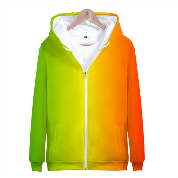 New Hoodies For Men/Women Zipper Sweatshirt Unisex Jackets Colourful Gradient Orange Hoodie Rainbow Zipper Hooded Coat