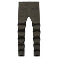 thumbnail image 4 of Athletic Fit Jeans Men's Casual Straight Ripped Hole Trousers Jeans Pants Full Length Pants Ndbuld,Army Green,XL, 4 of 9