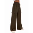 thumbnail image 2 of Women'S Plus Size Drawstring Running Sweatpants Loose Fit Wide Leg Pure Color Athletic Trousers Green L, 2 of 8
