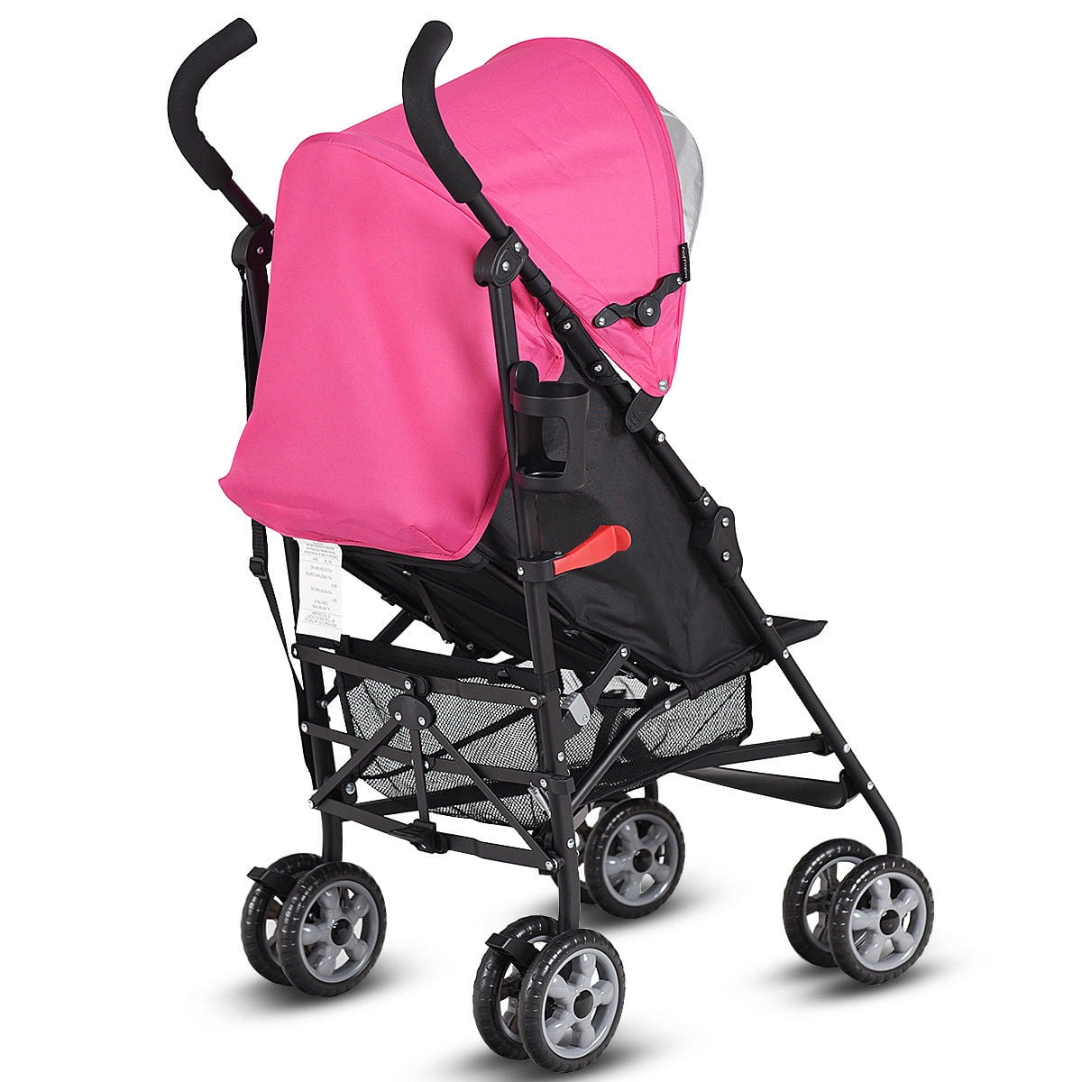 Costway Folding Lightweight Baby Toddler Umbrella Travel Stroller with Storage Basket Pink
