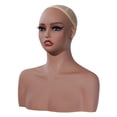 thumbnail image 3 of Cabeza de maniquí femenino, busto de maniquí femenino con maquillaje, soporte de exhibición de peluca multifuncional estable, cabeza de entrenamiento, 3 of 8