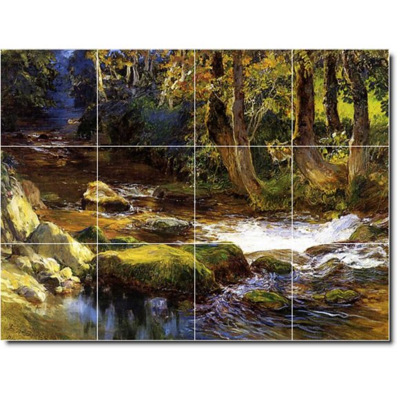 Ceramic Tile Mural-Frederick Bridgman Village Painting 57. 25.5" w x 17" h using (24) 4.25 x 4.25 ceramic tiles