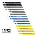 thumbnail image 4 of 14Pcs/set Jigsaw Blades Assorted U Fitting Jigsaw Blades Set For Wood PVC Plastic Aluminum Sheet Metals Cutting, 4 of 5