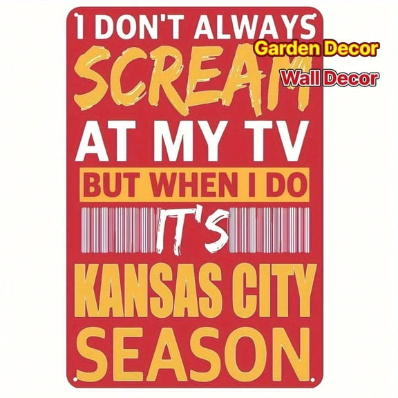 HELLOYOUNG Vintage Tin Metal Sign 8x12 Inch Wall Plaque, Durable Team Logo Home Decor for Fan Cave Man Cave, Vibrant Red Yellow Color Wall Art for Bar Garage