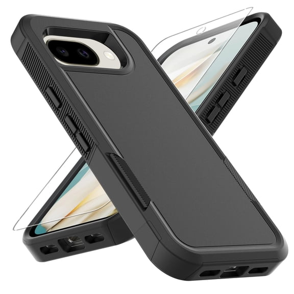 Dual Layer Phone Case compatible with Google Pixel 10A, Military Grade Drop Tested Heavy Duty Rugged Protective Cover with HD Screen Protector, Non-Slip Shockproof Case, Dark Green