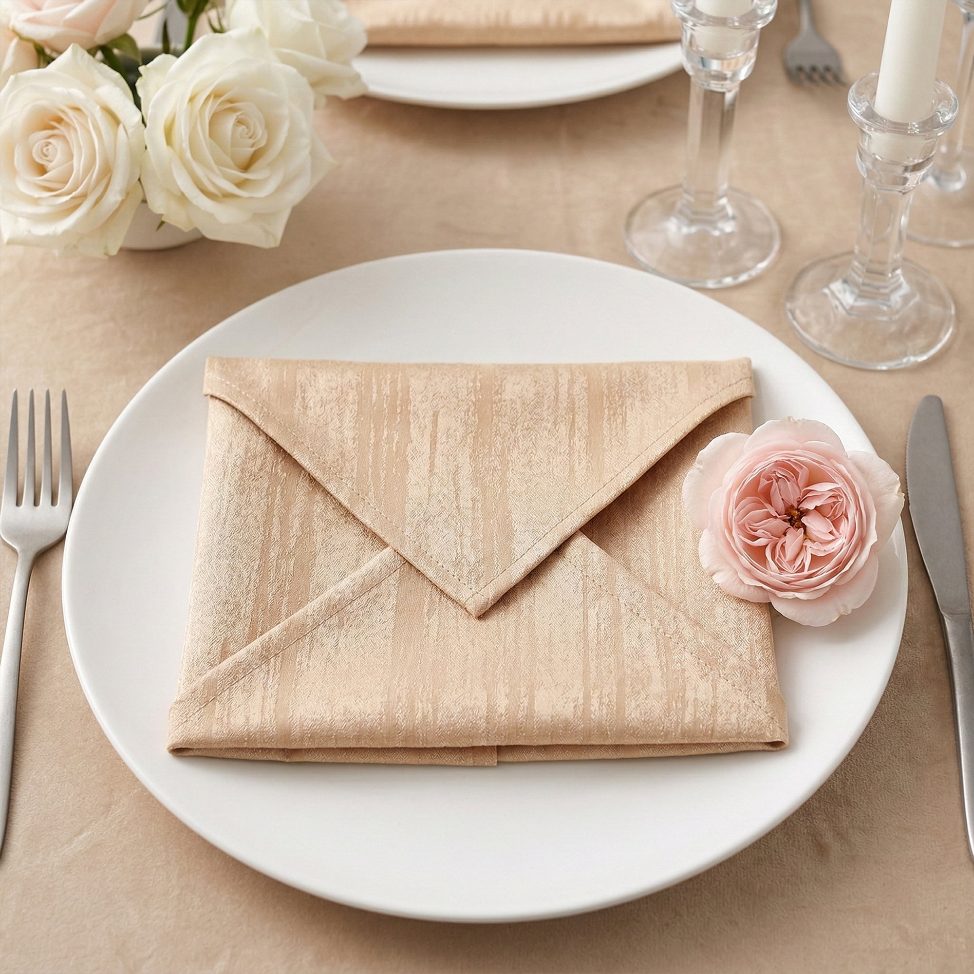 Unique Bargains 12Pcs Jacquard Washable Cloth Napkins Gold 18x18inch