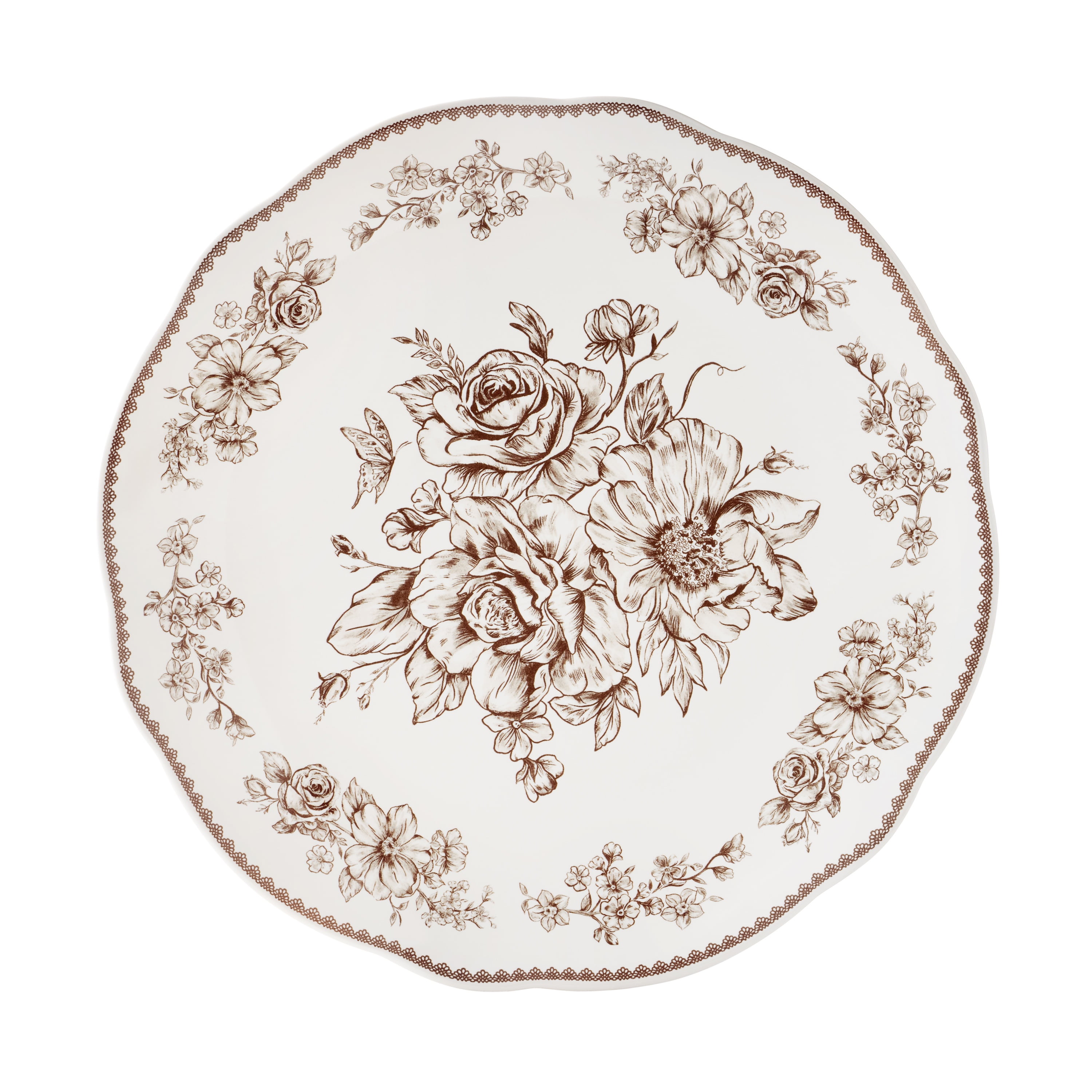 The Pioneer Woman Agatha 12-Piece Stoneware Dinnerware Set, Brown