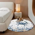 thumbnail image 2 of Blue Crab Coastal Round Area Rug 5Ft Washable Circle Rugs for Living Room Bedroom, Beach Starfish Nautical Coral Shell Non-Slip Carpet Floor Mats Indoor Outdoor Carpet Runner Aesthetic Home Decor, 2 of 8