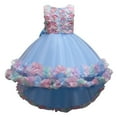 thumbnail image 3 of WMQPNNS Flower Girl Dress Blue Dress for Age 9-10 Years Kids Ruffles Lace High Low Hem Party Wedding Dress Fairy Dress Prom Pageant Dress Gown Dresses, 3 of 7