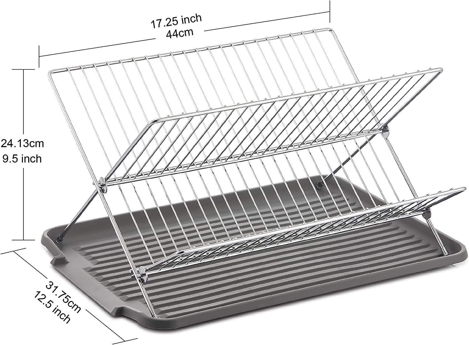 J&v Textiles Dish Drying Rack, Stainless Steel 2-tier With Utensil Holder,  Cutting Board Holder And Dish Drainer For Kitchen Counter (18-inch) : Target