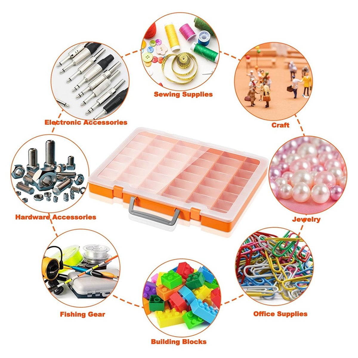 48 Grids Large Plastic Organizer Box with Adjustable Dividers, Beads Storage Containers Compartment Tackle Box Case