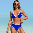 thumbnail image 2 of Siilsaa Womens Swimsuits Womens Swimwear Women 2 Piece Bikini Set High Waisted Color Block Swimsuit 2025 Summer Beach Scrunch Ribbed Bathing Suit Blue,S, 2 of 5