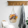 thumbnail image 3 of 2 pack Jute Rope Hanging Basket - Small Woven Fern Wall Hanging Basket Flower Plants, Jute Woven Basket Key Storage Basket, White and Jute 7.8 x 5.5 x 19.6 inches, 3 of 9