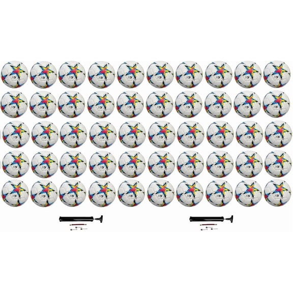 Biggz High Tech Mould Starz Soccer Ball Size 5 (50 pack) with (2) Hand Pumps