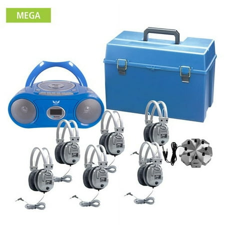 UPC: 0681181130351 | 6 Person Listening Center with Bluetooth Cassette/CD/FM Boombox and Deluxe Over-Ear Headphones