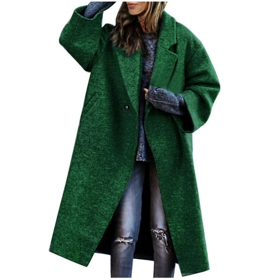 Spring Savings Clearance Lindreshi Winter Coats for Women 2023 Trendy Women's Fall and Winter Straight Cardigan Button Pocket Coat