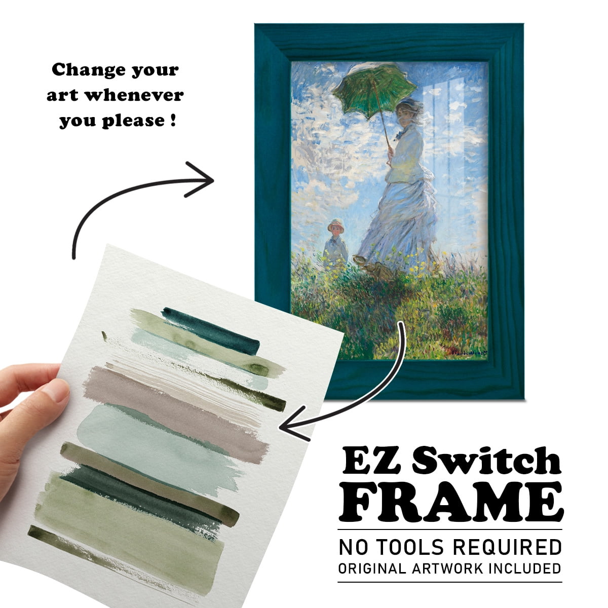 Grass Stains I - Framed Print w/glass - Ocean Blue