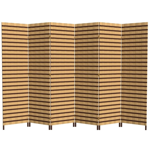 6 ft. Tall Two Tone Natural Fiber Room Divider - 6 Panel