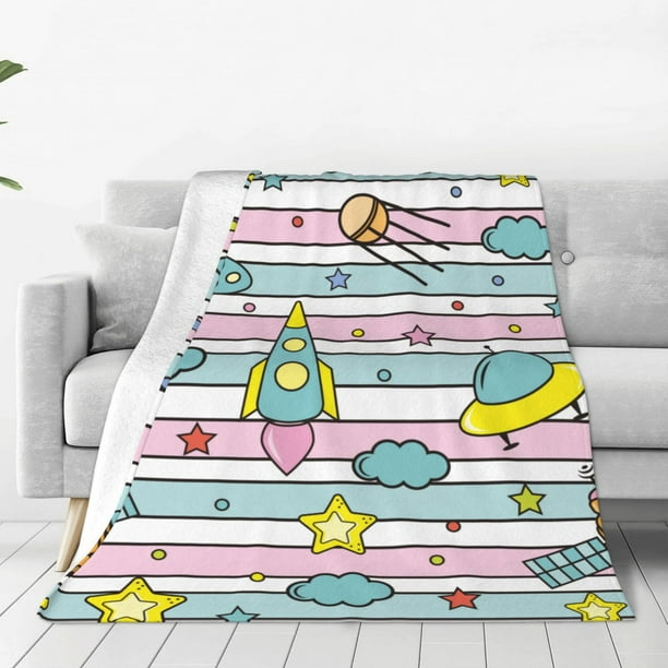 Balery Space Doodle Manta de Felpa Suave y Acogedora – Cobija de Franela Aterciopelada para Cama, Lavable y Cálida para Sofá, Mascotas, Transpirable-40"x30"