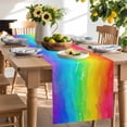 thumbnail image 2 of Table Runner 70 Inches Long for Kitchen Dining, Rainbow Oil Painting Dresser Scarf Farmhouse, Dining Table Decorations for Wedding/Parties, Watercolor Colorful Abstract Art 13 x 70 In, 2 of 9