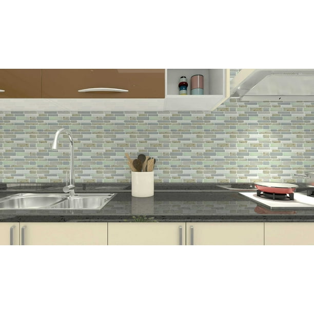Art3d Walnut Ice Cream 12 In X 12 In Peel And Stick Wall Tile Backsplash 6 Pack Walmart Com Walmart Com