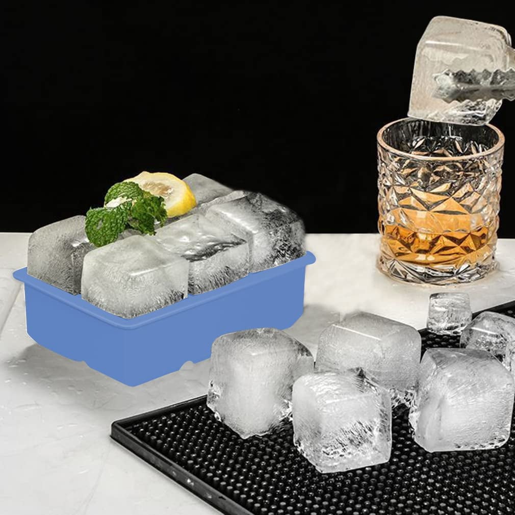 Ice Cube Trays (Set of 2), Sphere Ice Ball Maker with Lid & Large Square Ice Cube Maker for Whiskey, Cocktails and Homemade, Keep Drinks Chilled
