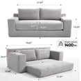 thumbnail image 2 of Convertible 2-in-1 Futon Sofa Bed, 71" Loveseat Sofa Pull Out Couch with 8-inch Thick Memory Foam and 1400LBS Capacity, Upholstery Corduroy Floor Couch for Living Room, Grey, 2 of 7