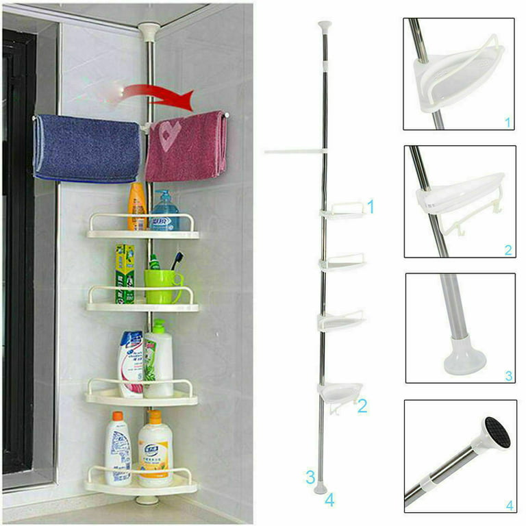Bathroom Multi Corner Shelf Kitchen Stainless and Height Extendable 4 layer  New