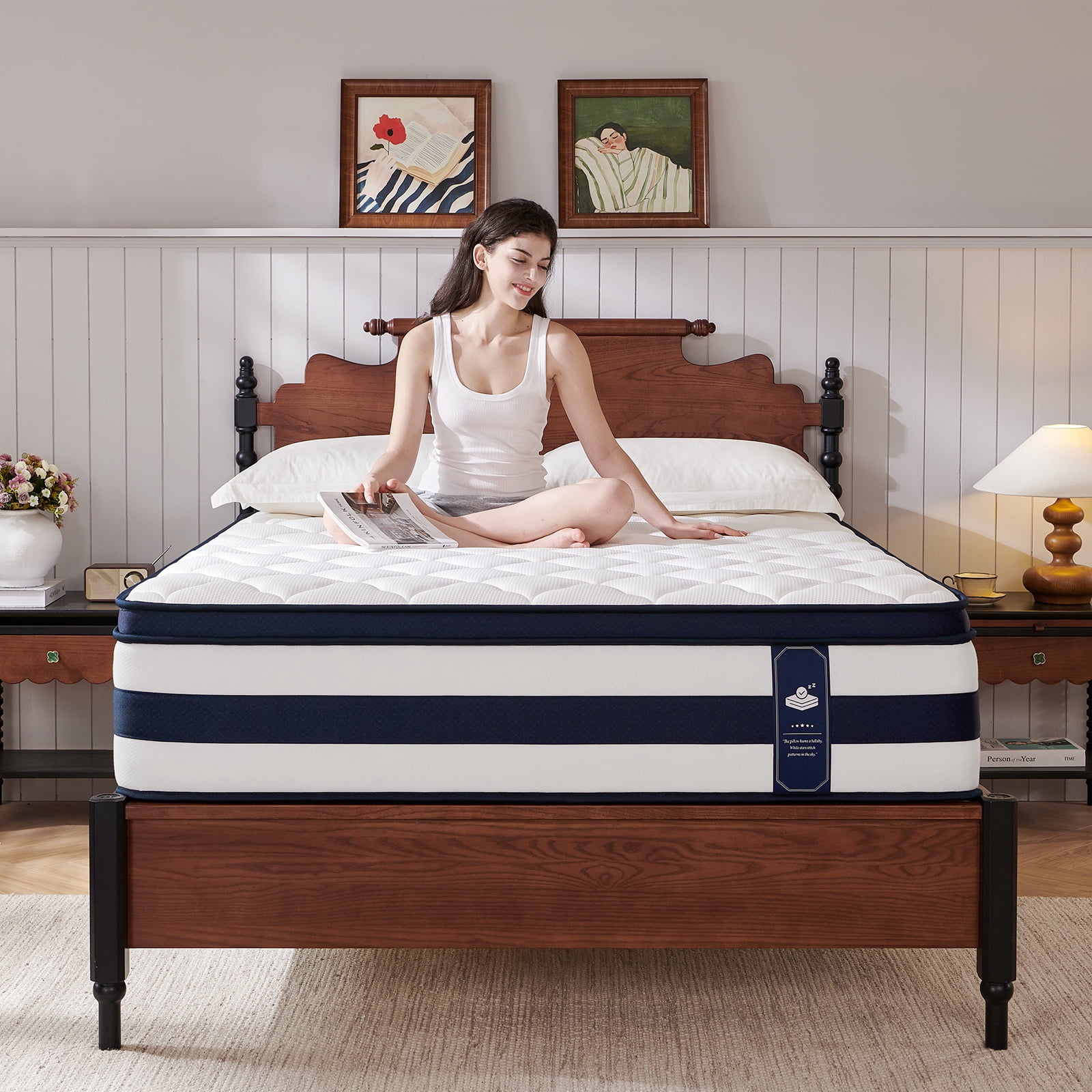 Finslp Full Size Mattress 14 Inch, Gel Memory Foam Sprung Hybrid Mattress, Cooling and Pressure Relief for Breathable Sleep, Medium Plush Feel, 120-Night Home Trial, Apex Collection