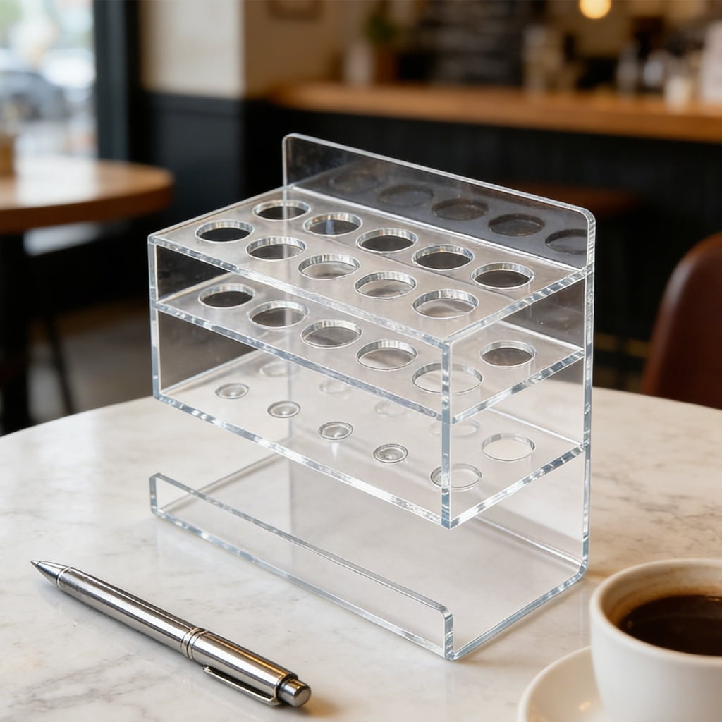 Wall Mounted Acrylic Marker Holder with 10 Slots Sticky Pen Storage Stand Whiteboard Supply Organizers