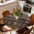 thumbnail image 3 of Vintage Books Fitted Tablecloth with Elastic Edged, Round Table Cloth for Dining Table, Retro Art Elegant Bookshelf Waterproof Oil Proof Table Cover for Indoor Outdoor 55"-60", 3 of 8