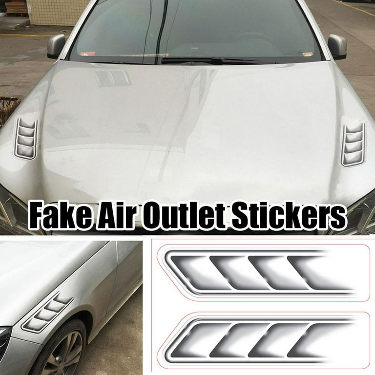 1Pair 3D Fake Vents Decor Car Hood Simulation Outlet Decal